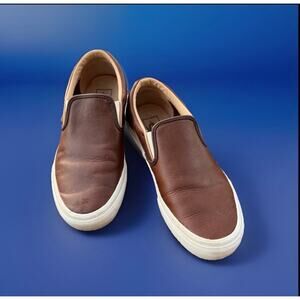 Vans Brown Leather Slip On Sneakers Men’s 7.5 Women’s 9 Casual Shoes